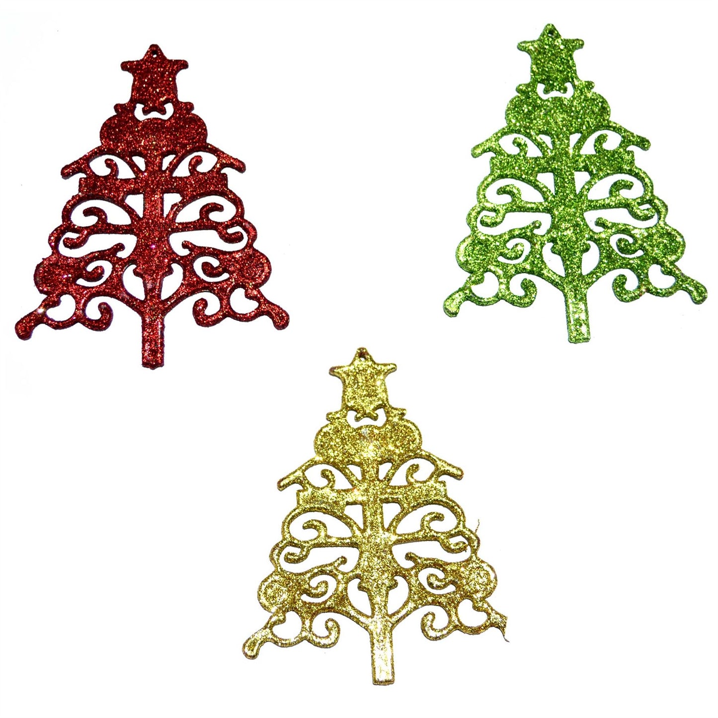 3Pcs Glitter Tree Shaped Christmas Decorations