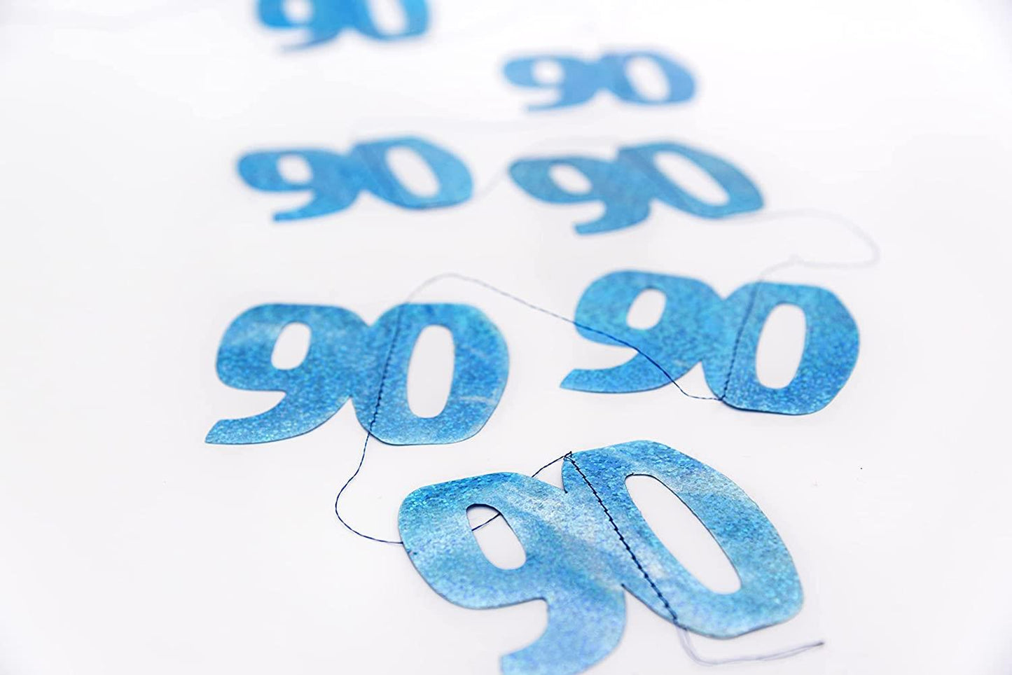 Pack of 6 90th Birthday Party - Foil Metallic Milestone Blue