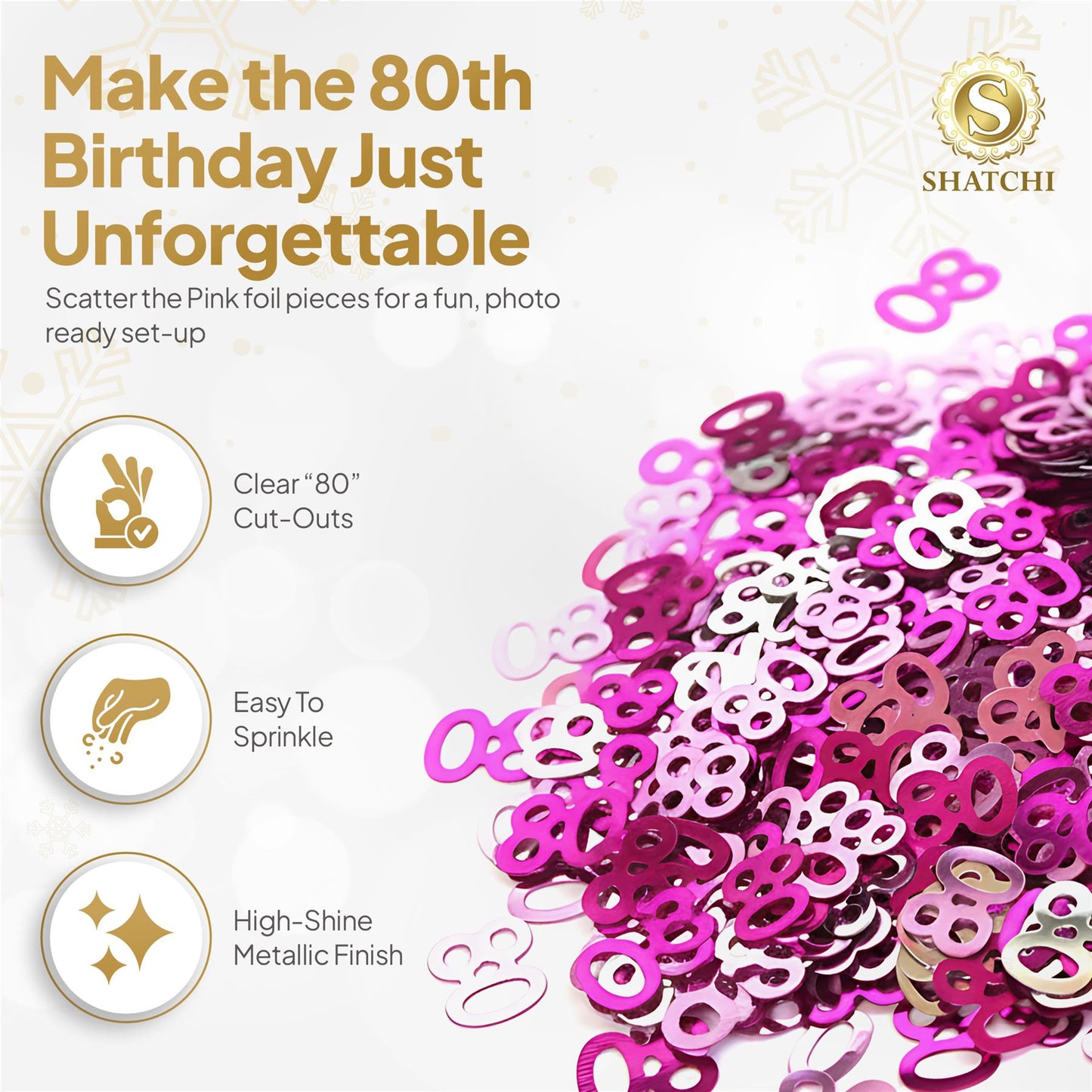 4 Packs 80th Birthday Pink Happy Birthday Confetti
