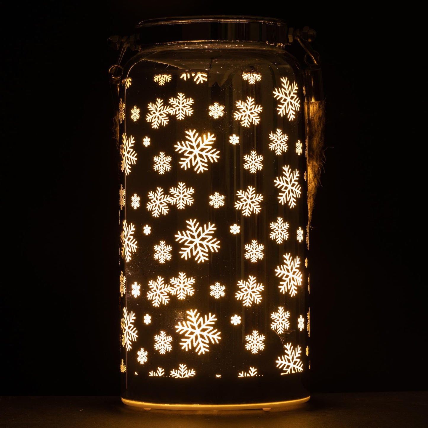 20cm Christmas Decorated Jar - Snowflakes Design