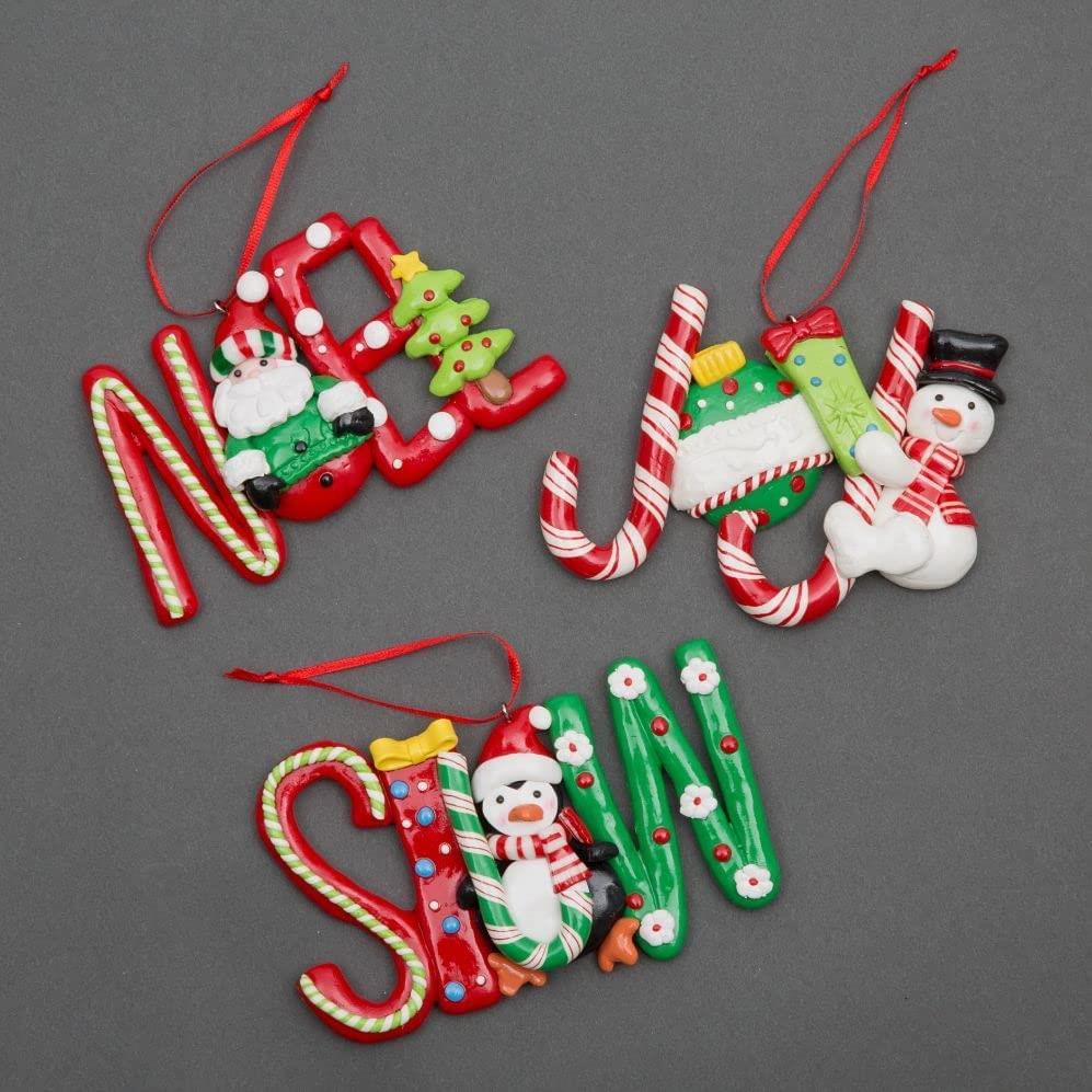 12pcs Ceramic Candy Cane - Joy, Noel, Snow