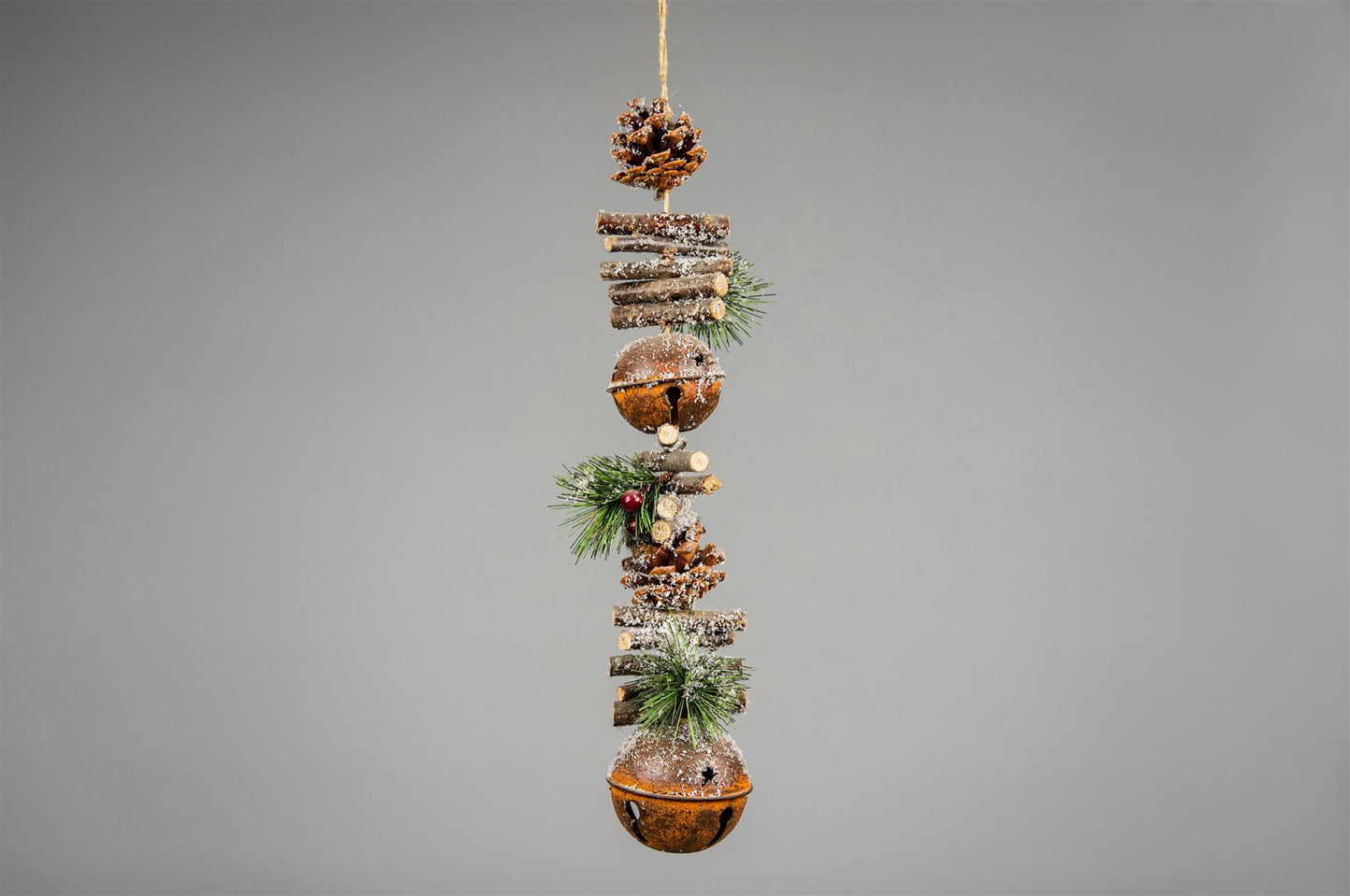 50cm Garland Hanging Decoration with Rustic Double Bells