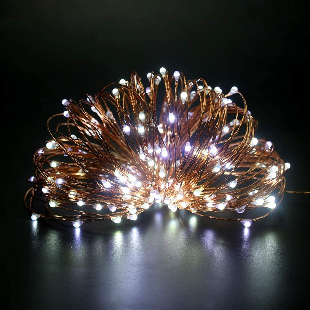 20 White LED Lights with Gold Wire