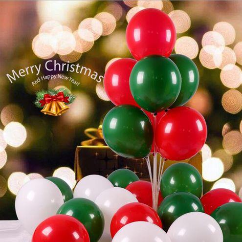 12Inch Red White and Green Balloons 25Pcs
