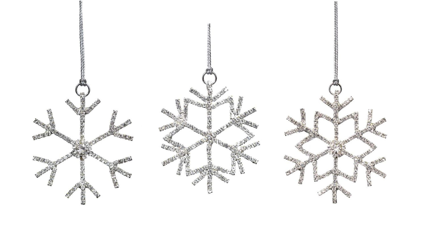 Silver Crystal Snowflake 3 Assorted