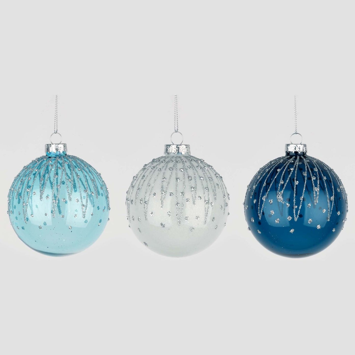 Box of 6 Glass Baubles 3 Assorted