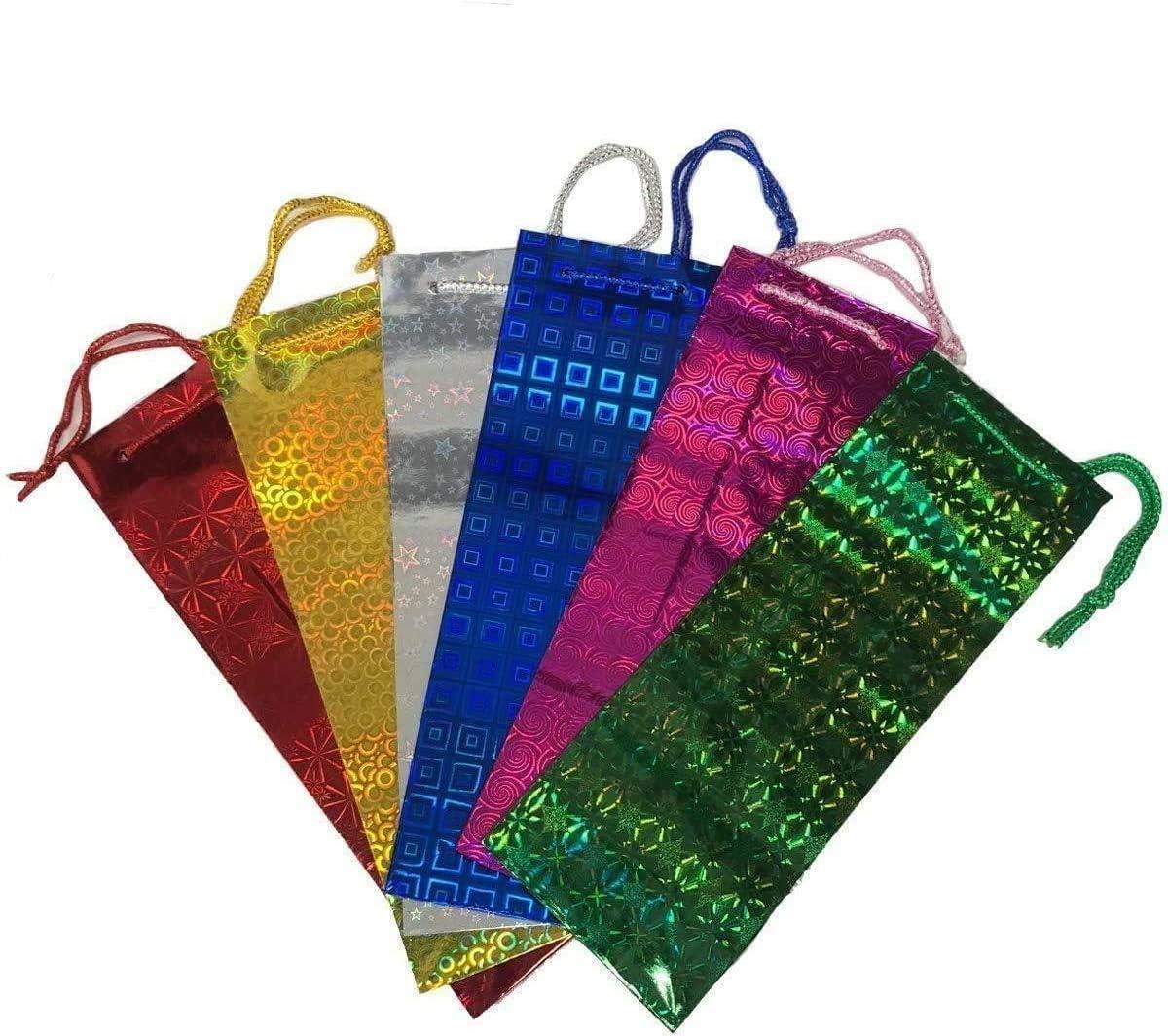 3 Holographic Gift Bags for Wine Bottles