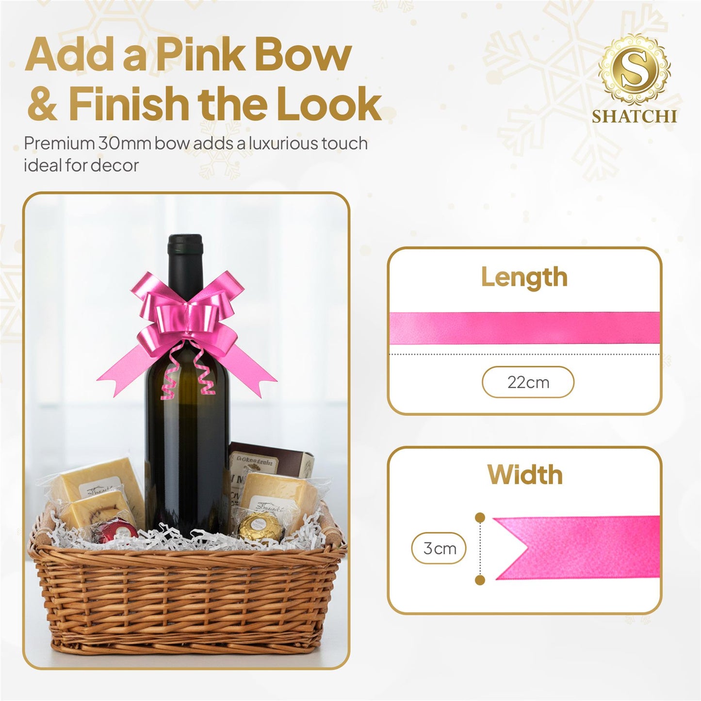 Shatchi 60pcs Hot Pink 30mm/3cm Pull Bows Gift Wrap & Hampers