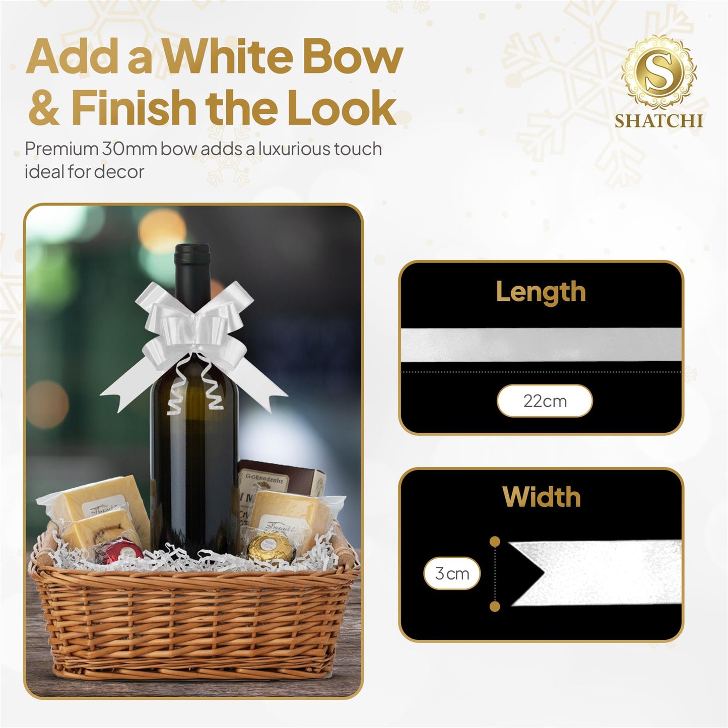 Shatchi 30pcs White 30mm/3cm Pull Bows Gift Wrap & Hampers