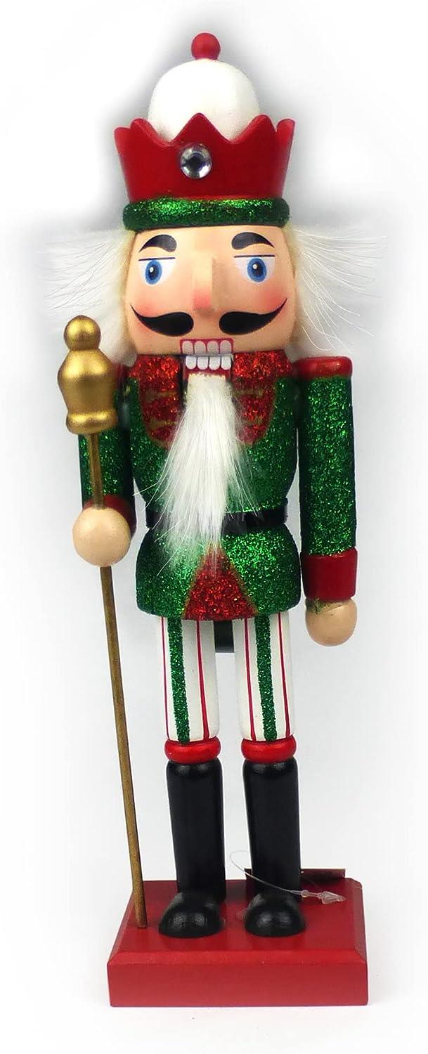 25cm Red & Green Wooden Nutcrackers - 4-Piece Set