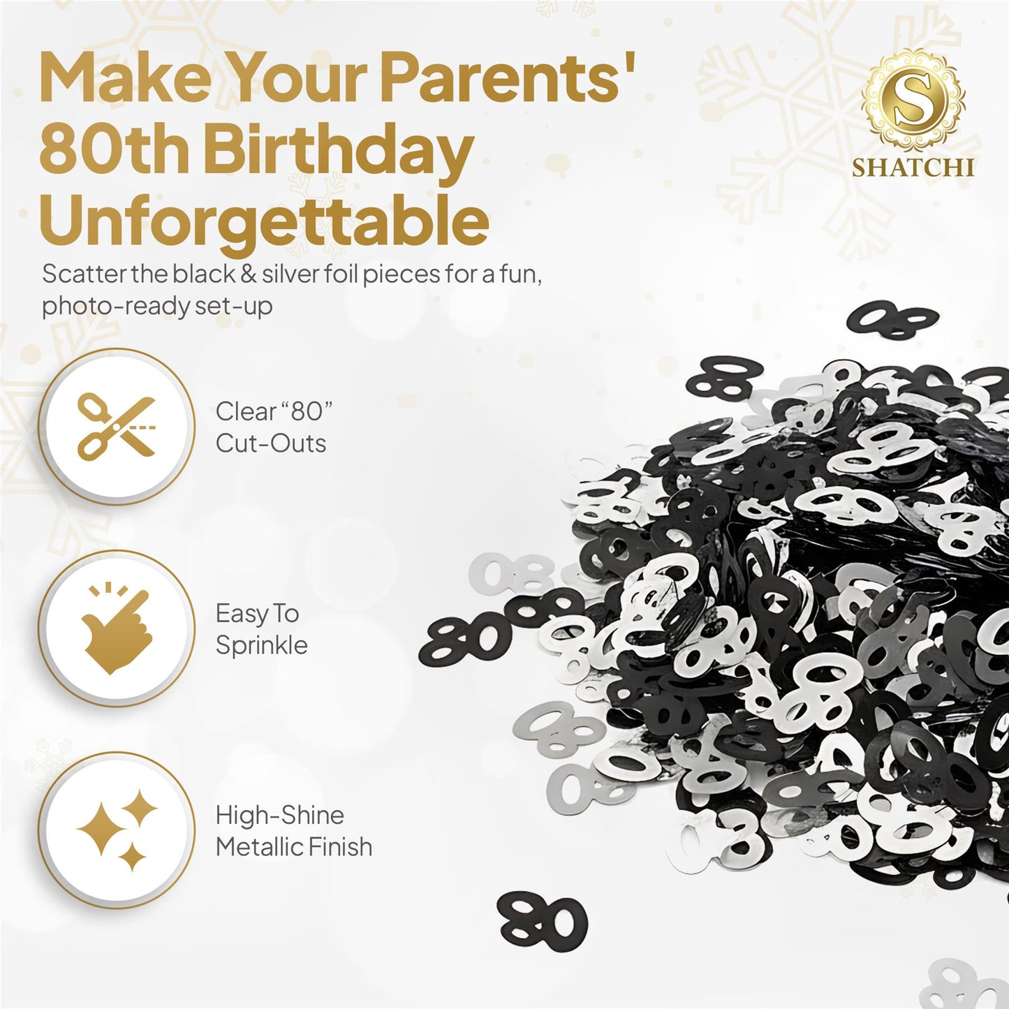 14g 80th Black Happy Birthday Confetti