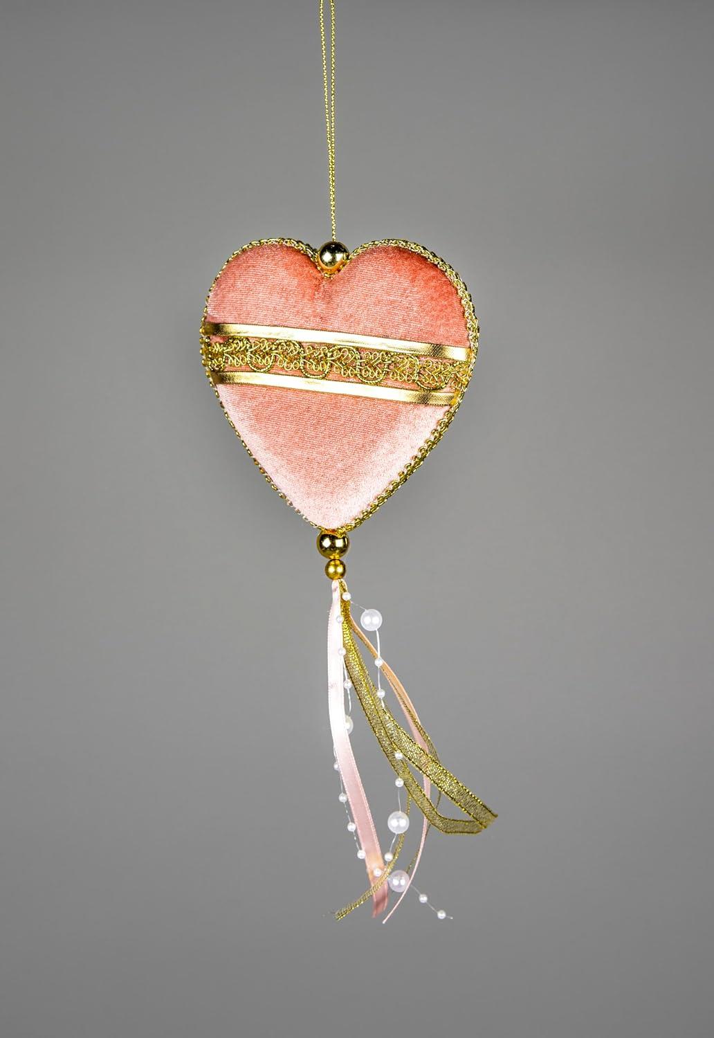 3 Pink Heart Decorations 11x26cm