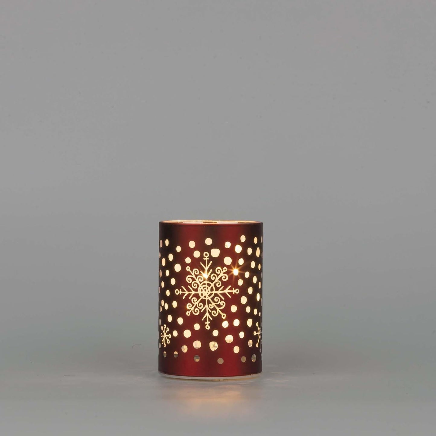 12cm LED Red Glass Vase (Snowfall)