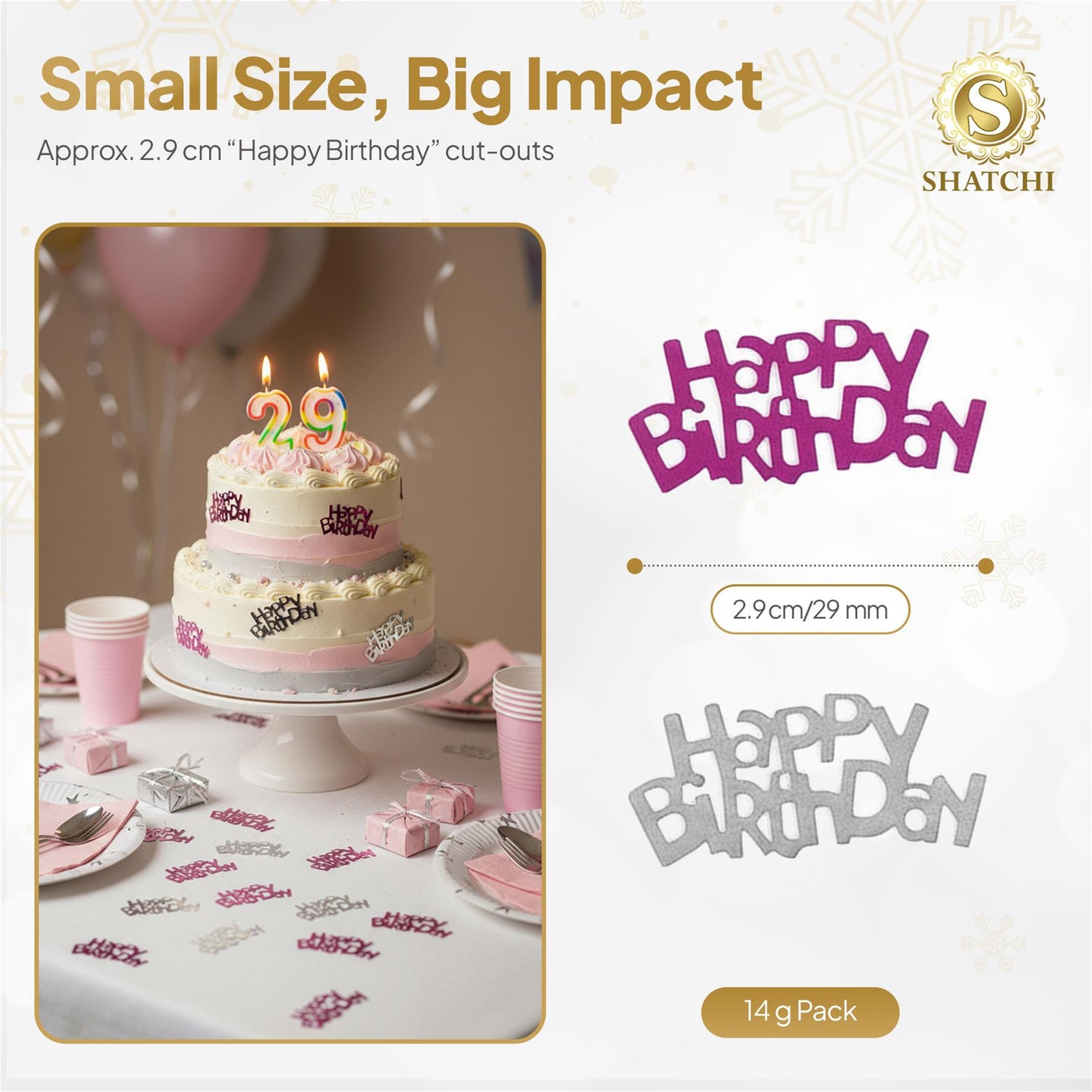 1 PKS Happy Birthday Confetti Pink & Silver 14g