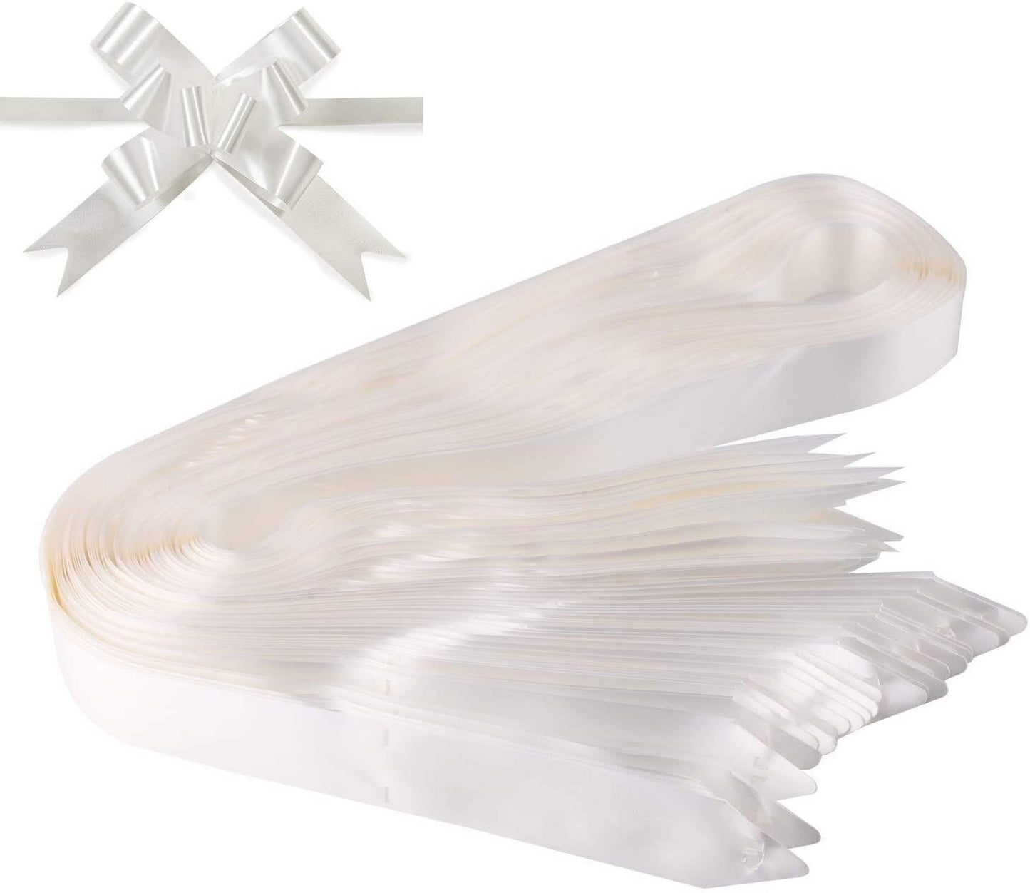 40 Pack White Pull Bows - 30mm