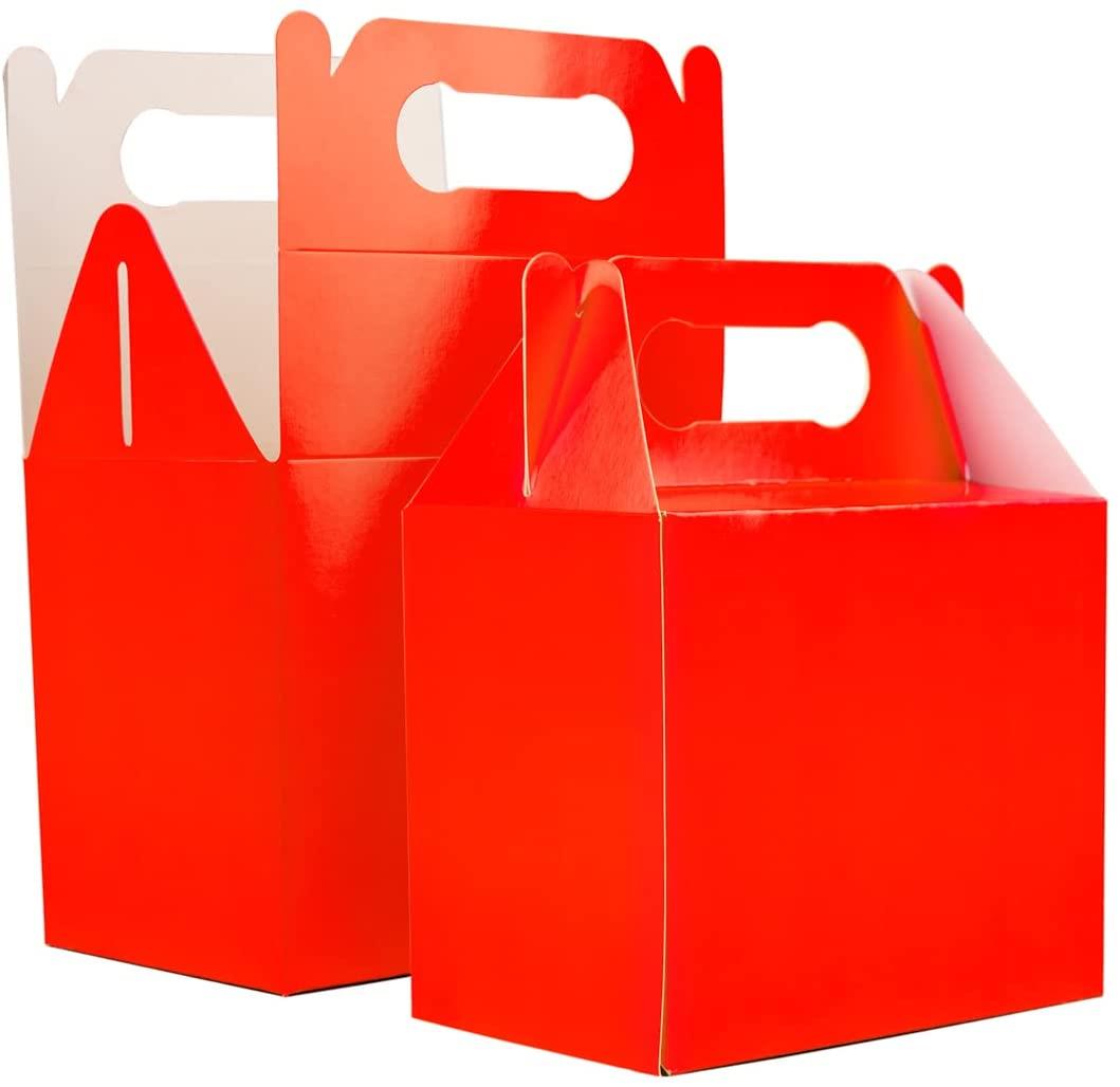 30 Kids Red Carry Food Meal Party Boxes