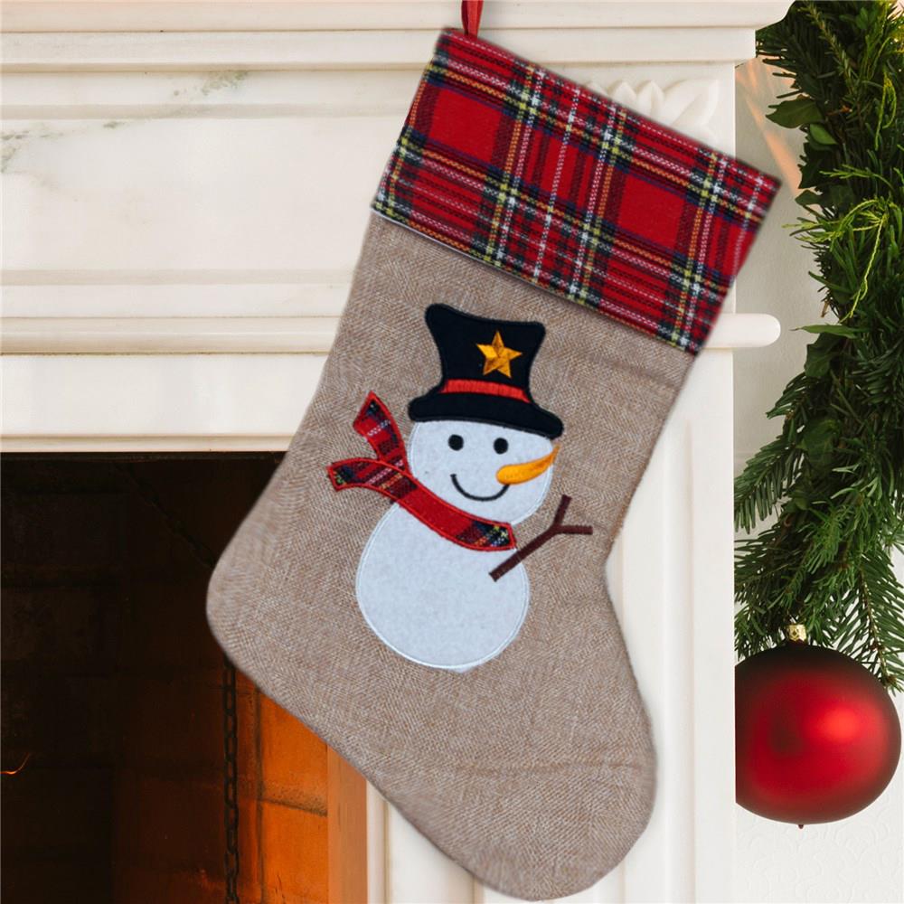 Christmas Stocking Snowman 26x45cm