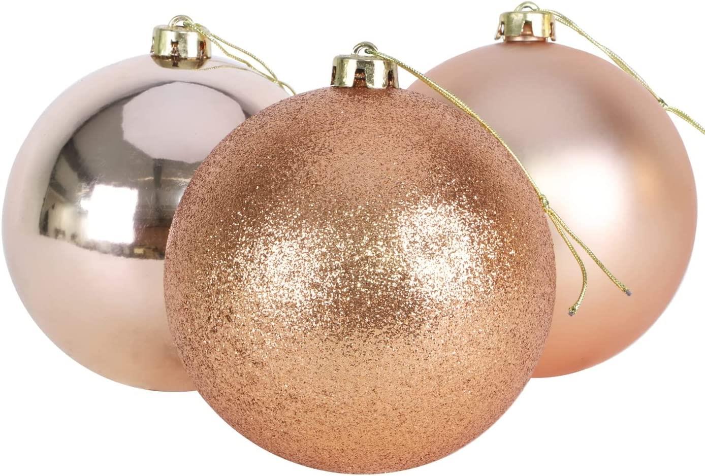 18 Rose Gold Baubles 6cm PVC Set