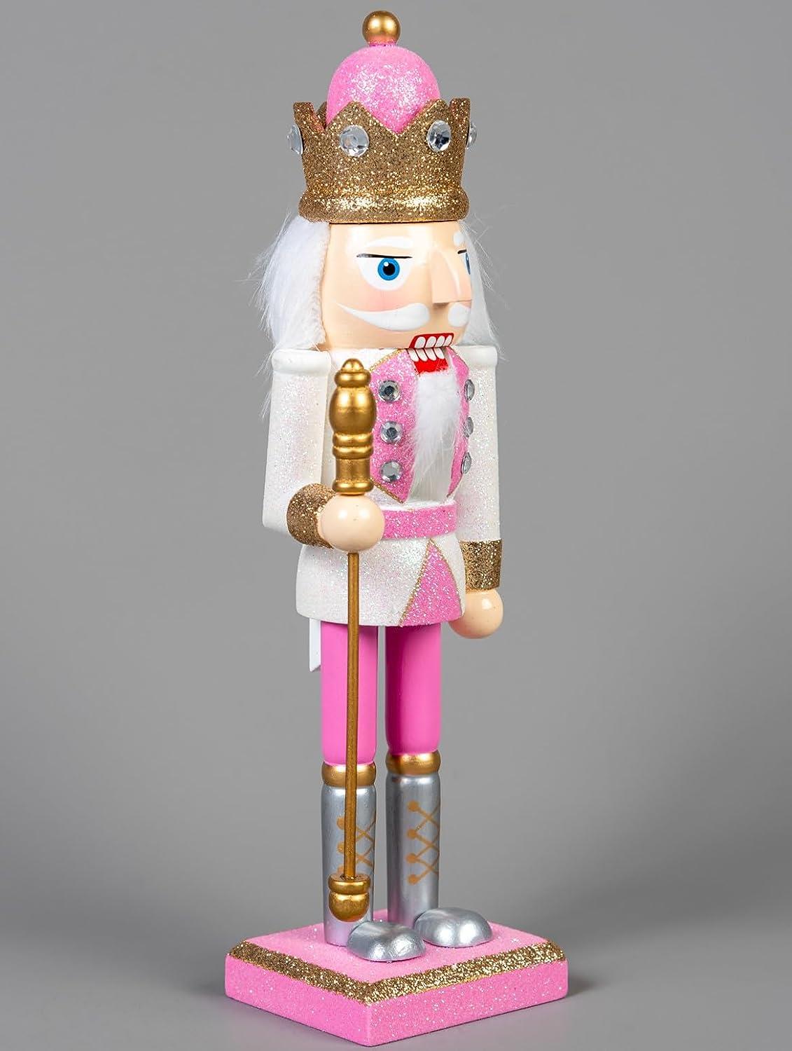 25cm Pink Wooden Nutcrackers, 4pcs Set