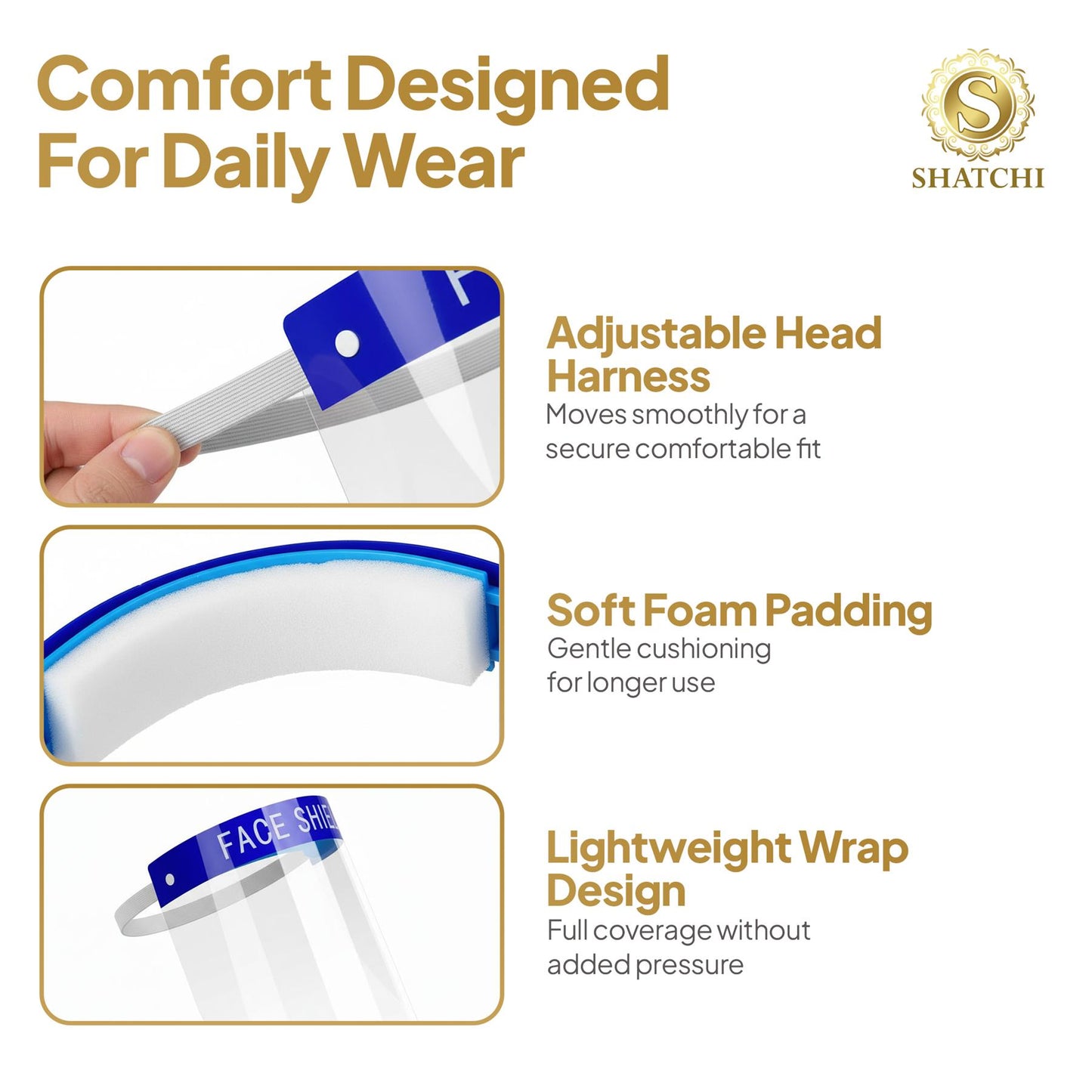 8 Reusable Safety Face Visors - Medical Protective Face Shields