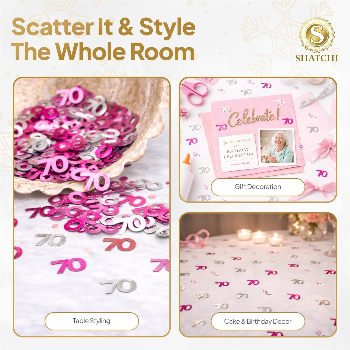 2 x 14g Pink 70th Birthday Confetti