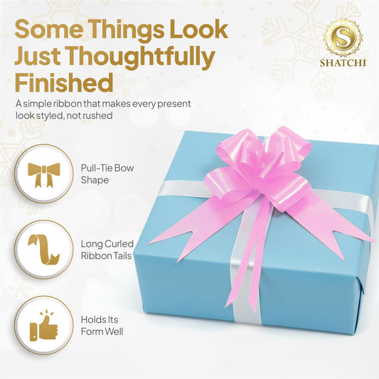 Shatchi 40pcs Light Pink 50mm/5cm Pull Bows Gift Wrap & Hampers