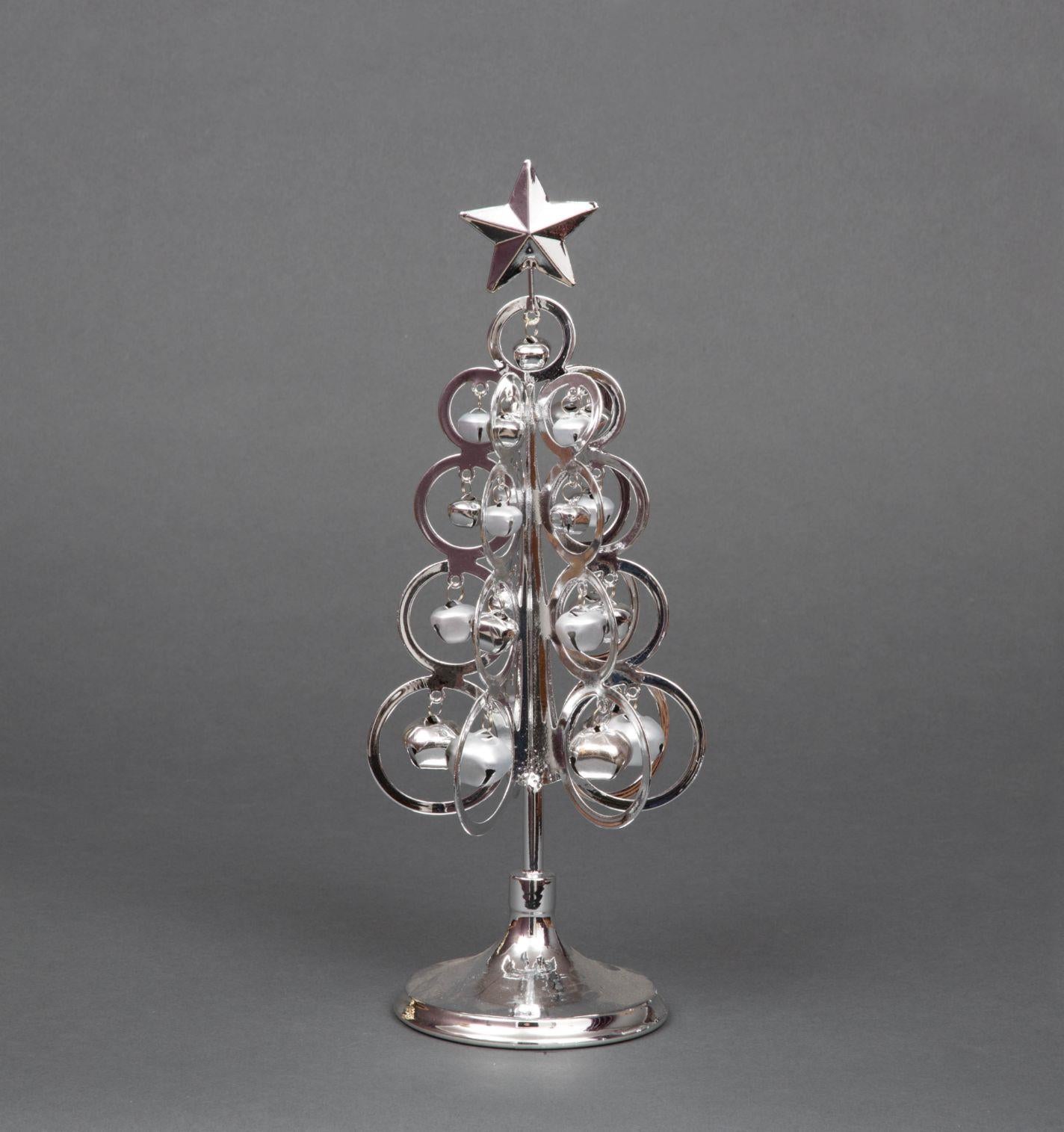 10Inch Table Top Christmas Tree Silver Decorated with Bells