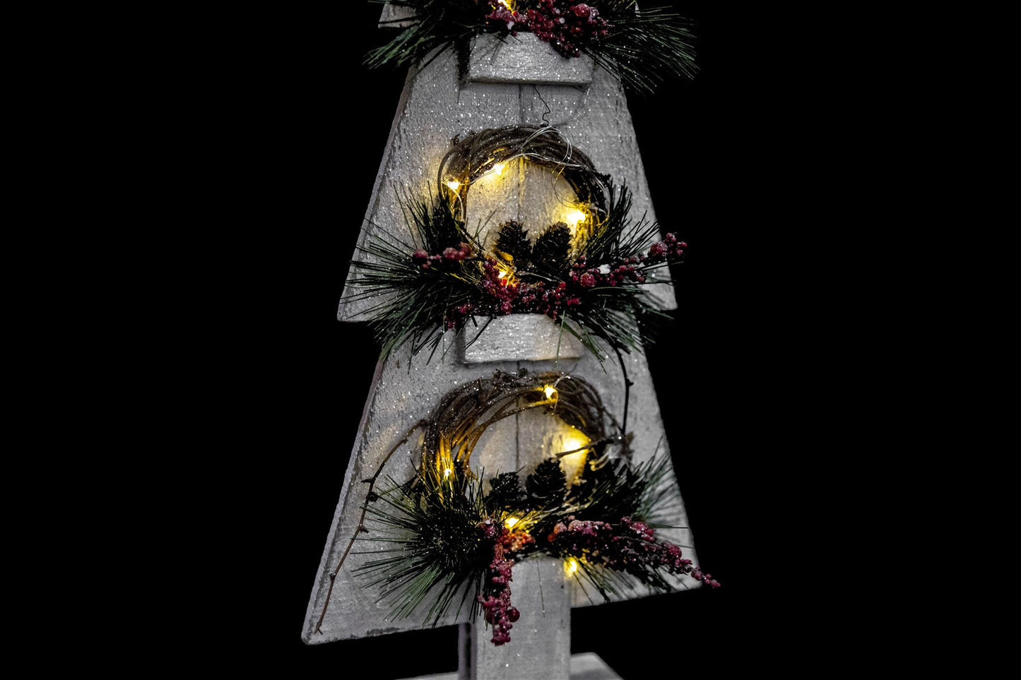 Grey Wooden Tree with White Bulbs