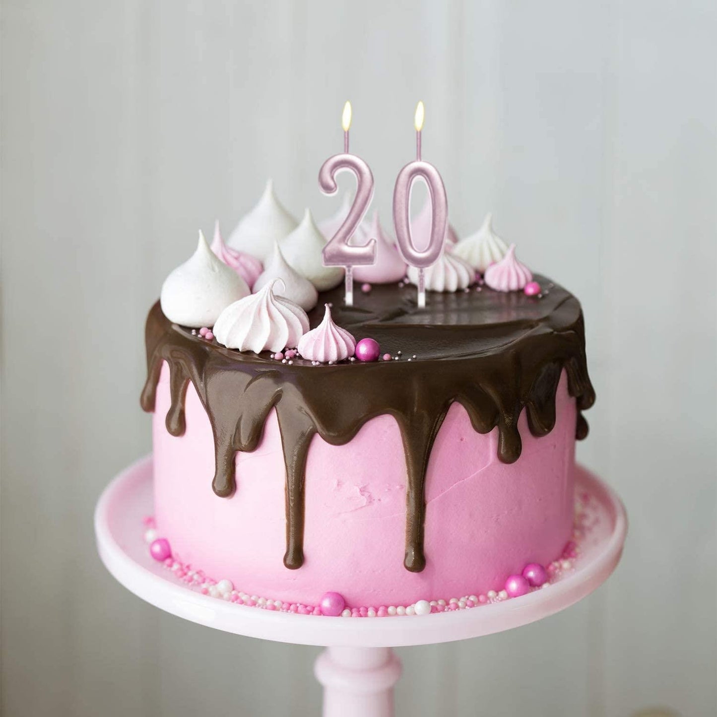 Number Candle Pink 0 Cake Decoration