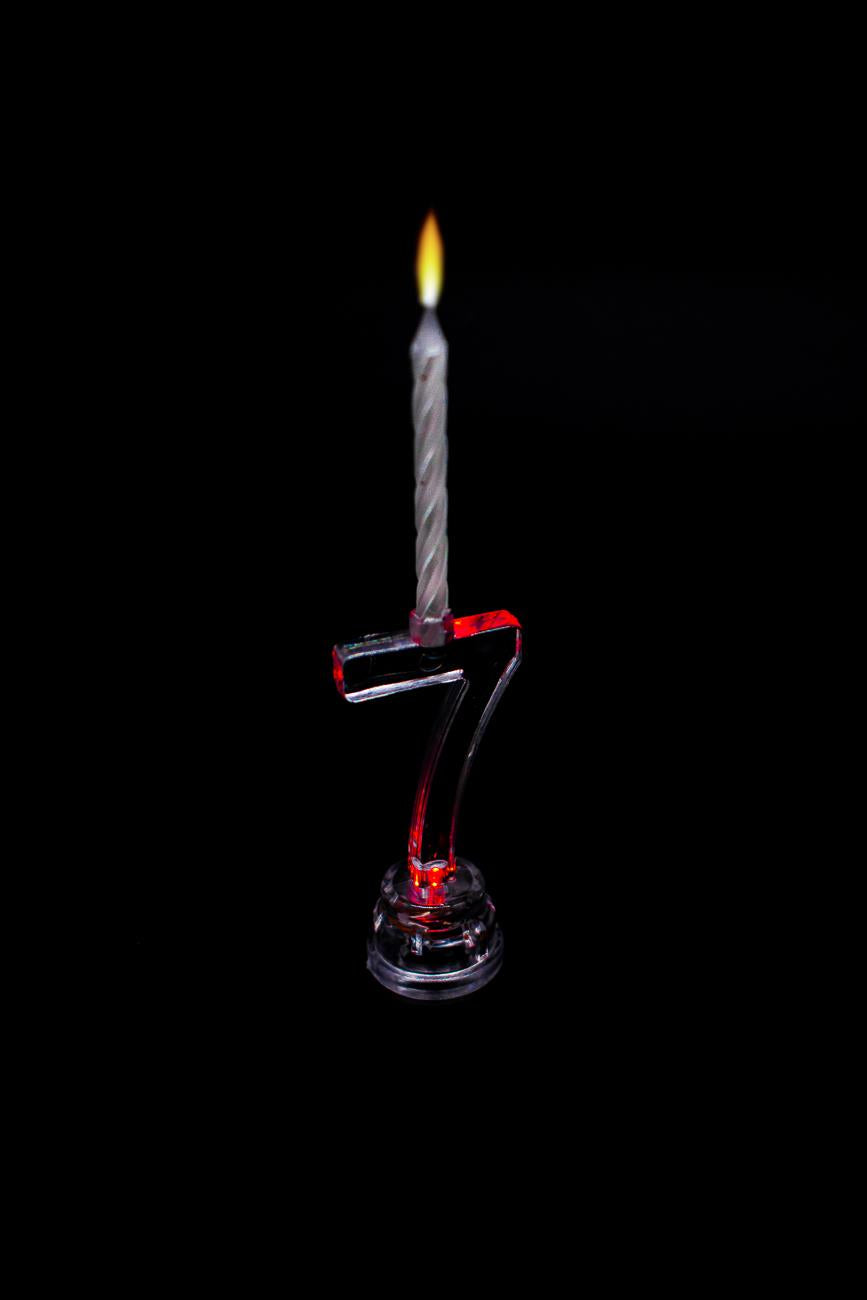 Number 7 Flashing Colour Changing with 4 Candle