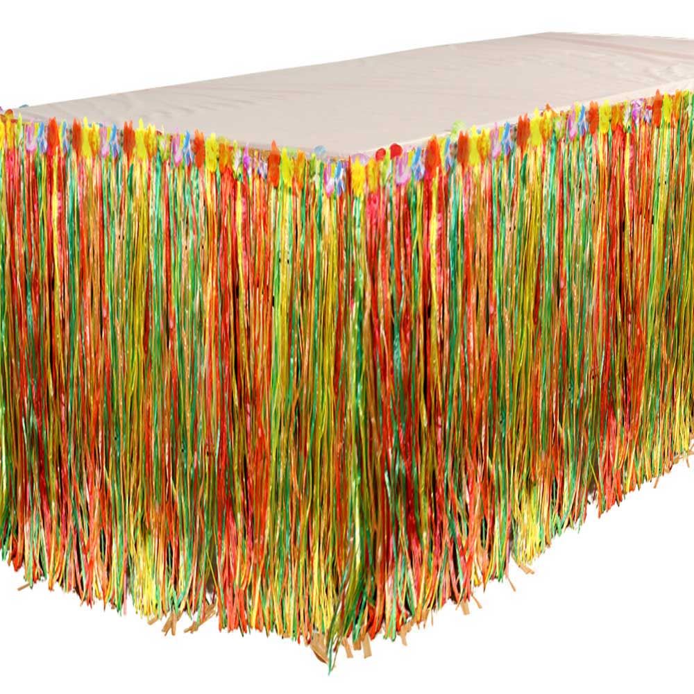 Hawaiian Table Skirt Grass Multi Colour Tropical Garden