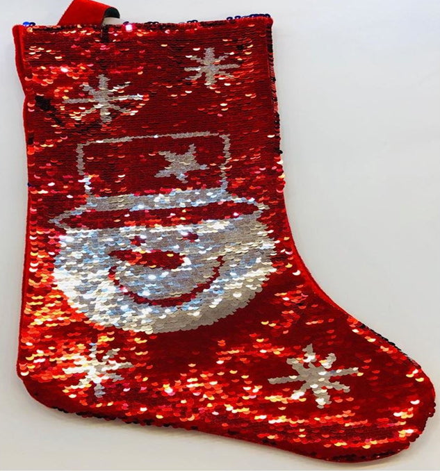 2-in-1 Sequin Christmas Santa Sack & Stocking Bag - 45cm