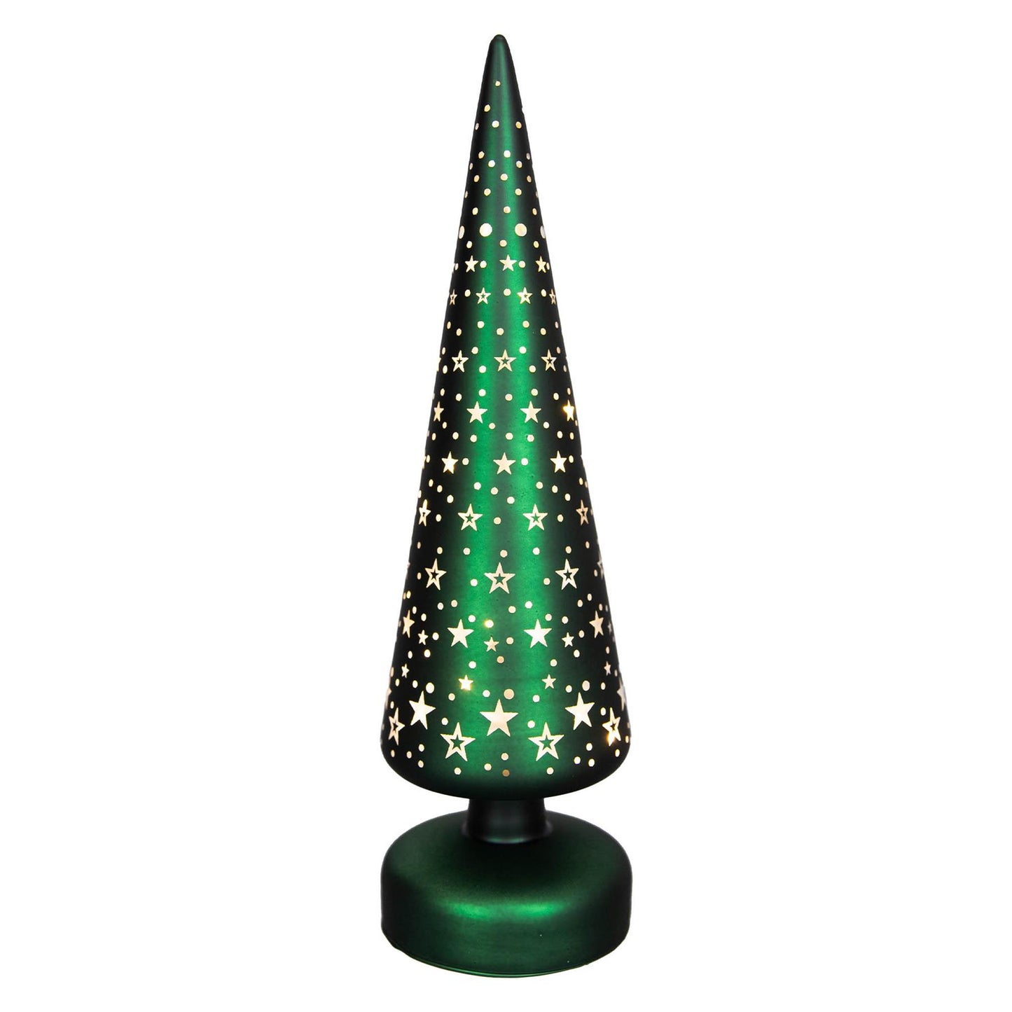 32cm Green Christmas Glass Lamp with LEDs