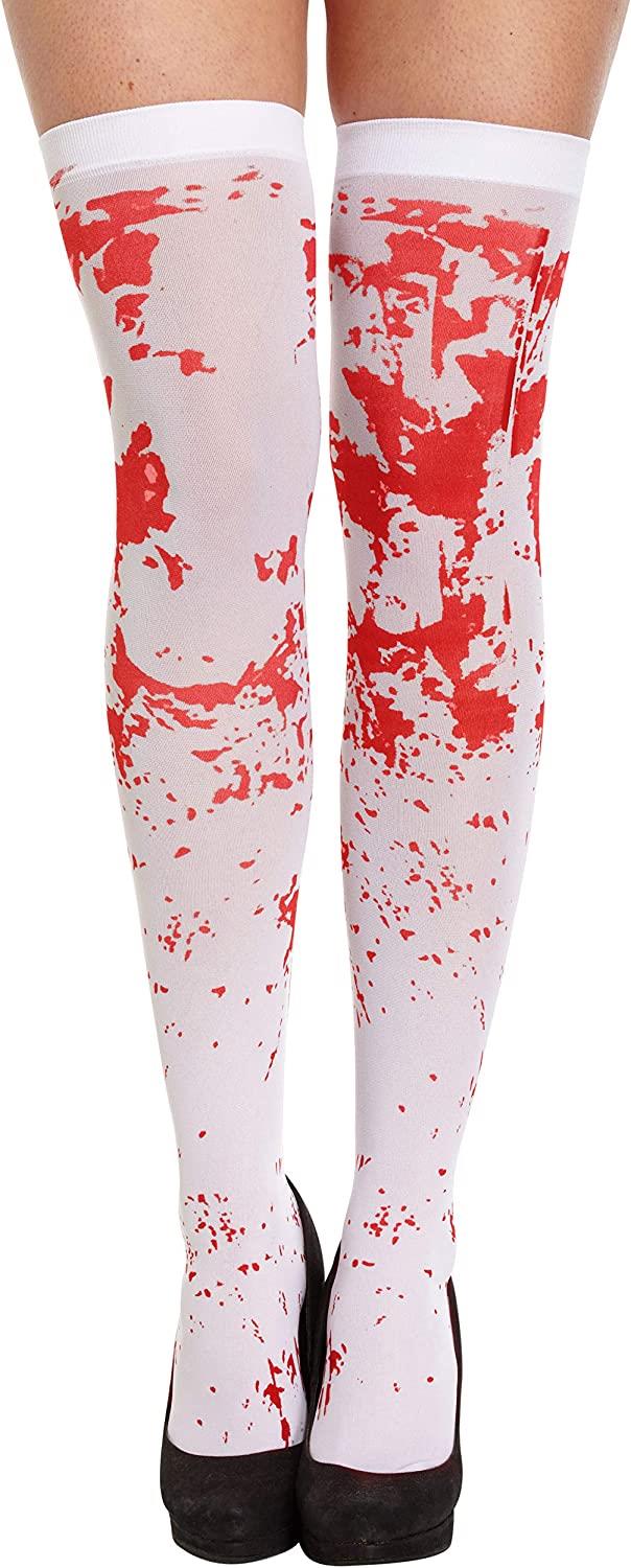 Scary Blood-Stained Halloween Stockings - Over Knee, 1 Pair