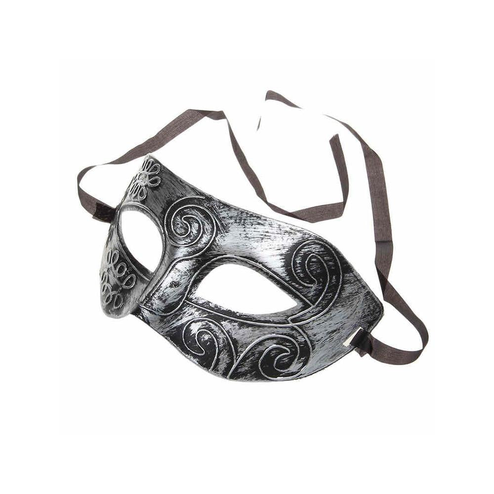 Mens Silver Masquerade Greek Roman Mask