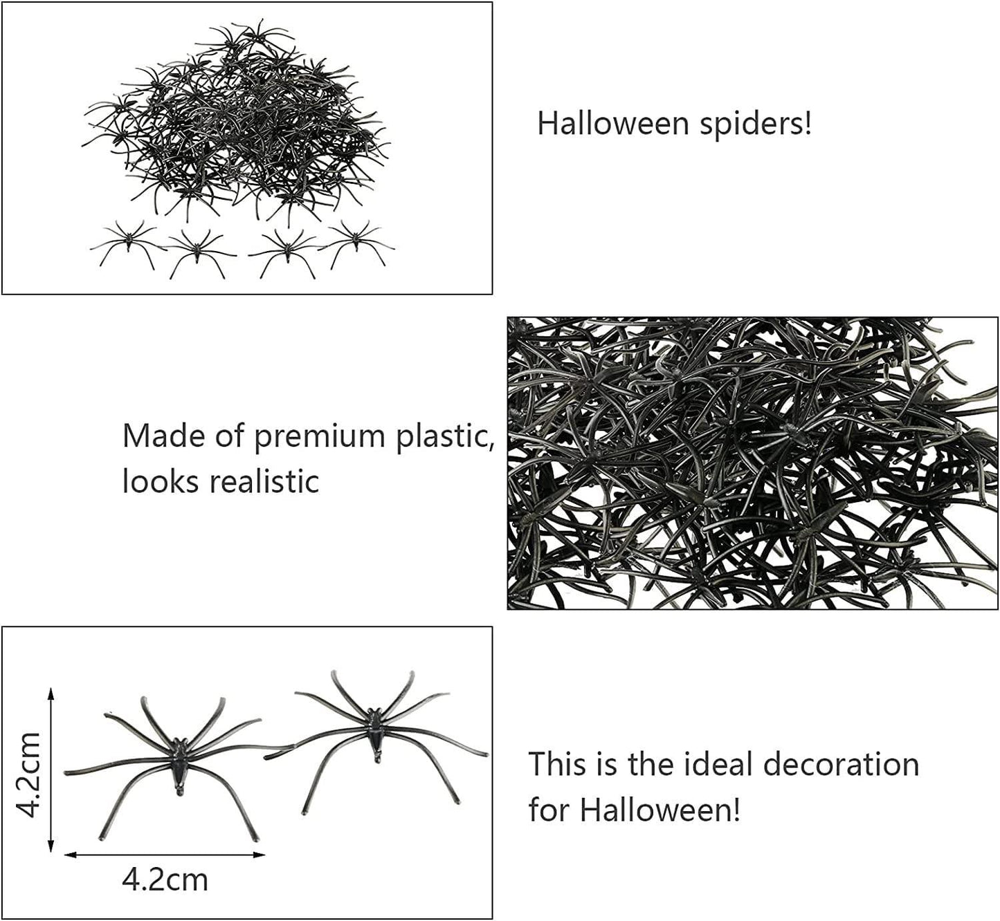 24 Black Plastic Halloween Spiders - Spooky & Scary, 5cm Each