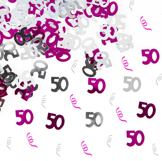 2 x 14g Pink & Silver 50th Confetti