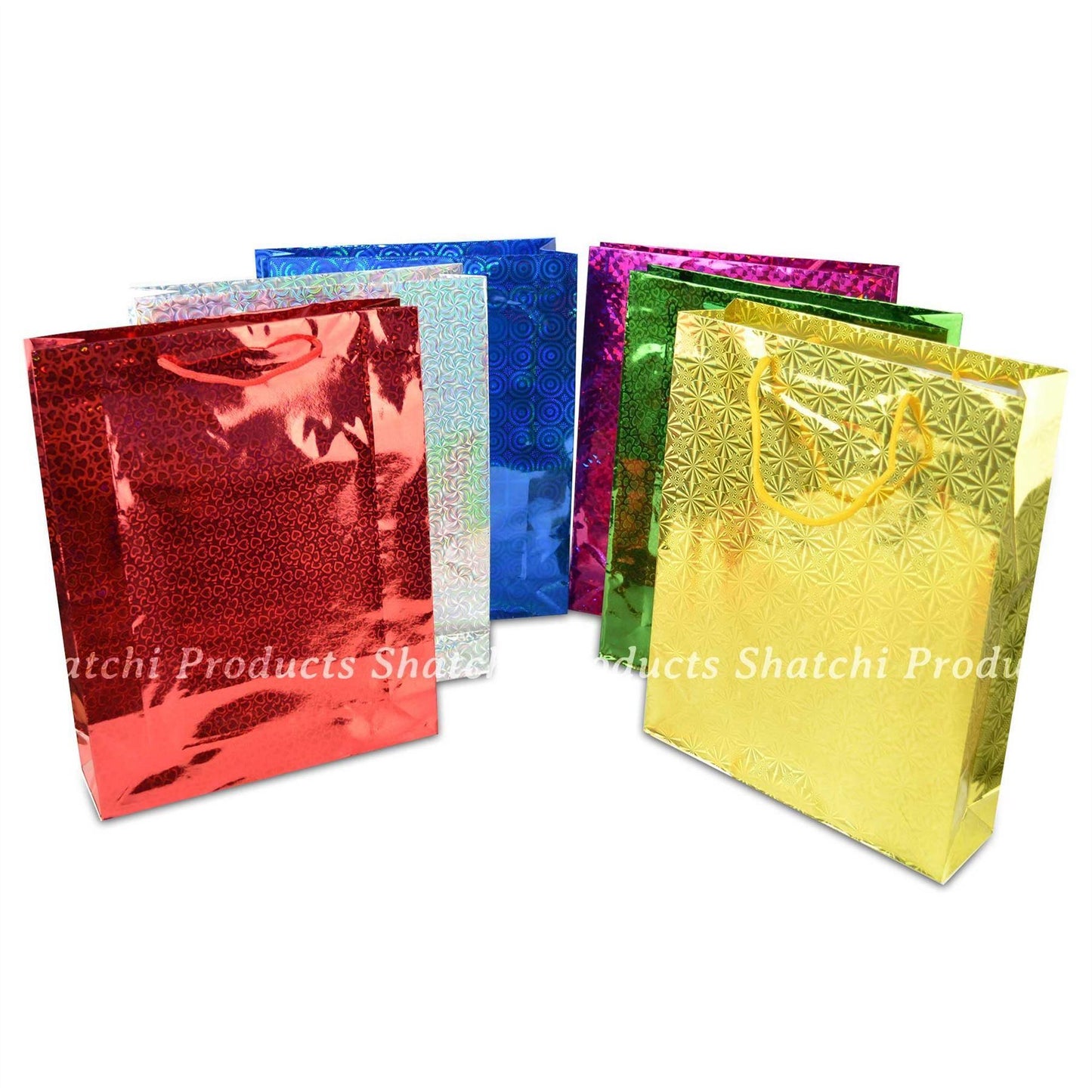 4 Assorted Large Holographic Decorative Paper Gift Bags