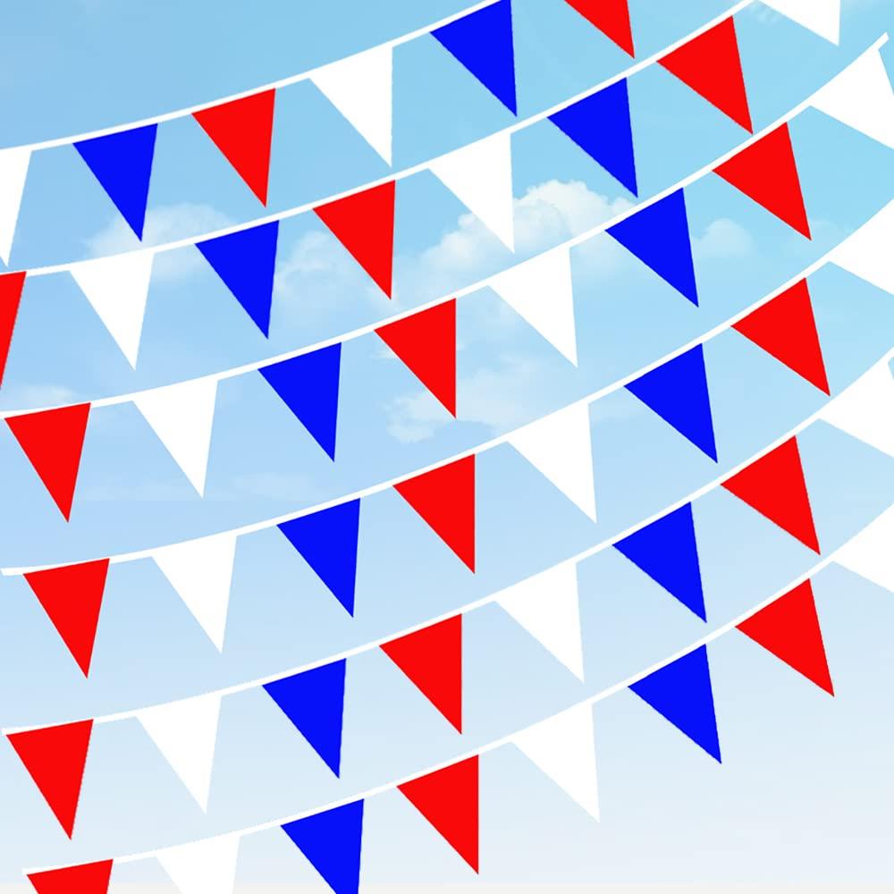 Giant 20m Red White Blue Bunting 40 Flags