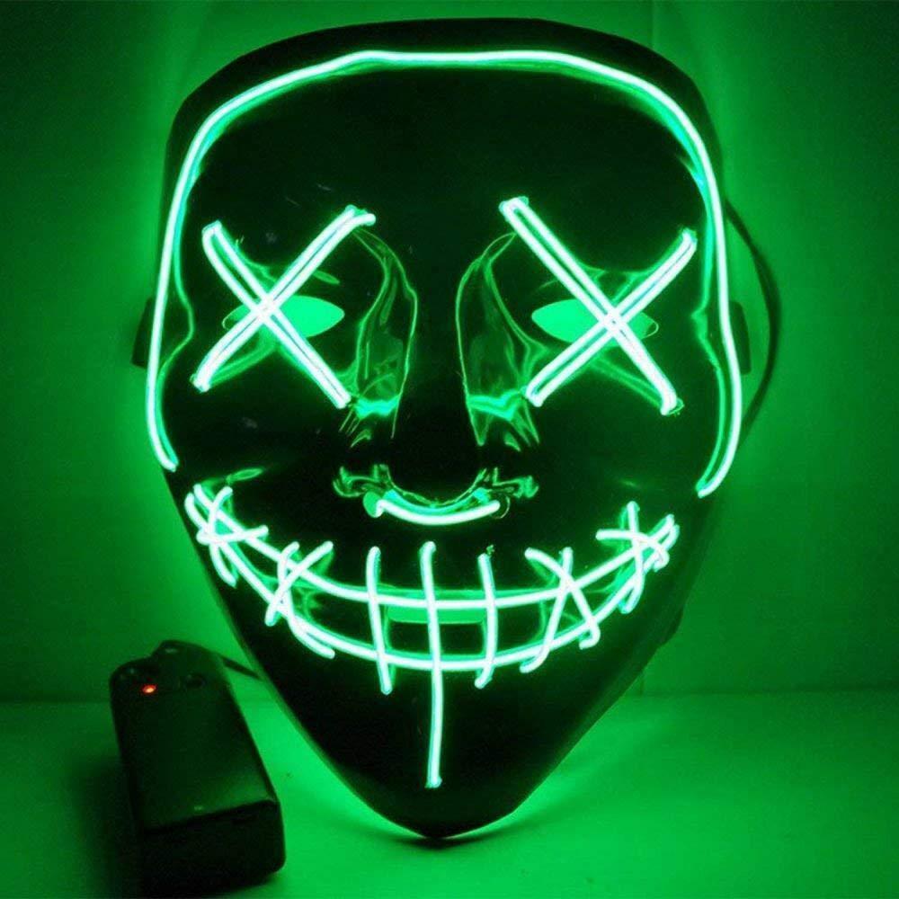 Halloween LED Neon Green Stitched Purge Mask