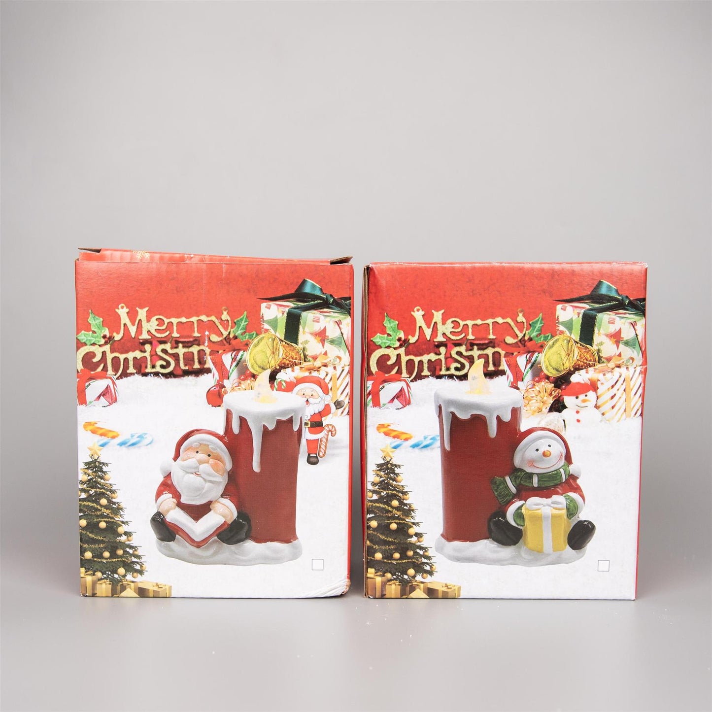 2 Pcs Assorted Santa & Snowman Resin Christmas Flameless LED Candles - Battery Operated 11.76.514.2cm