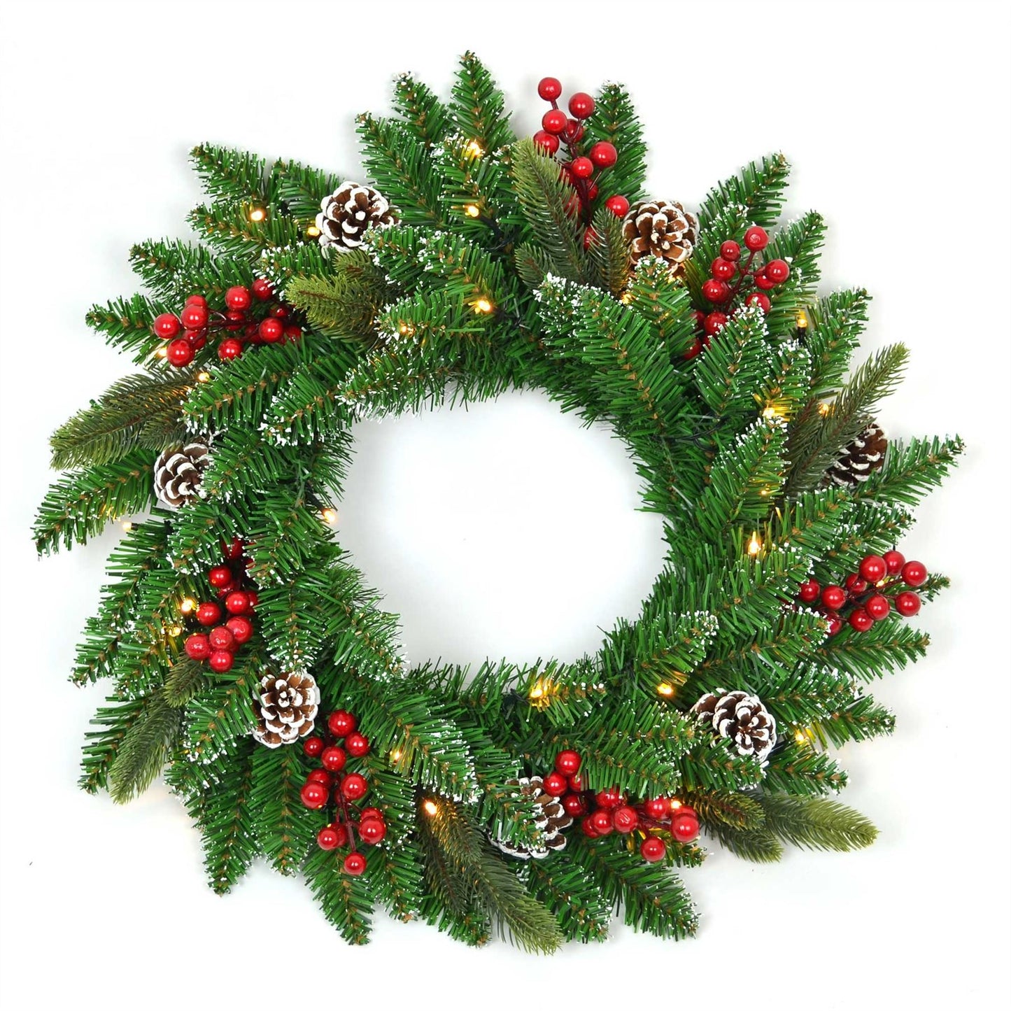 55cm Pre-Lit Decorated Christmas Wreath