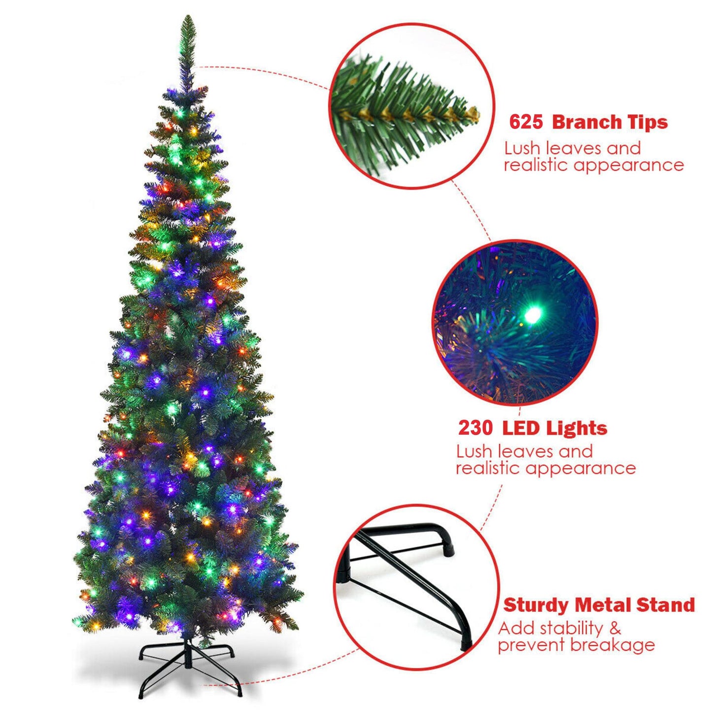 7ft Pre-Lit Multi LED Christmas Tree