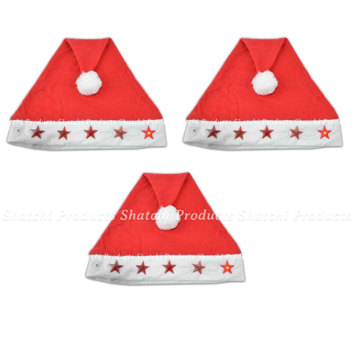 50 Santa Hats with Flashing Lights