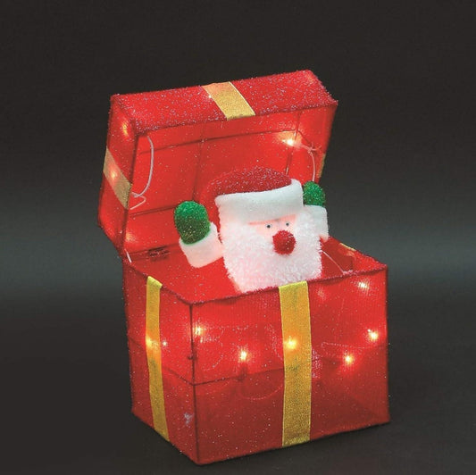 Christmas Santa Pup-up Lighted LED Gift Box 30cm