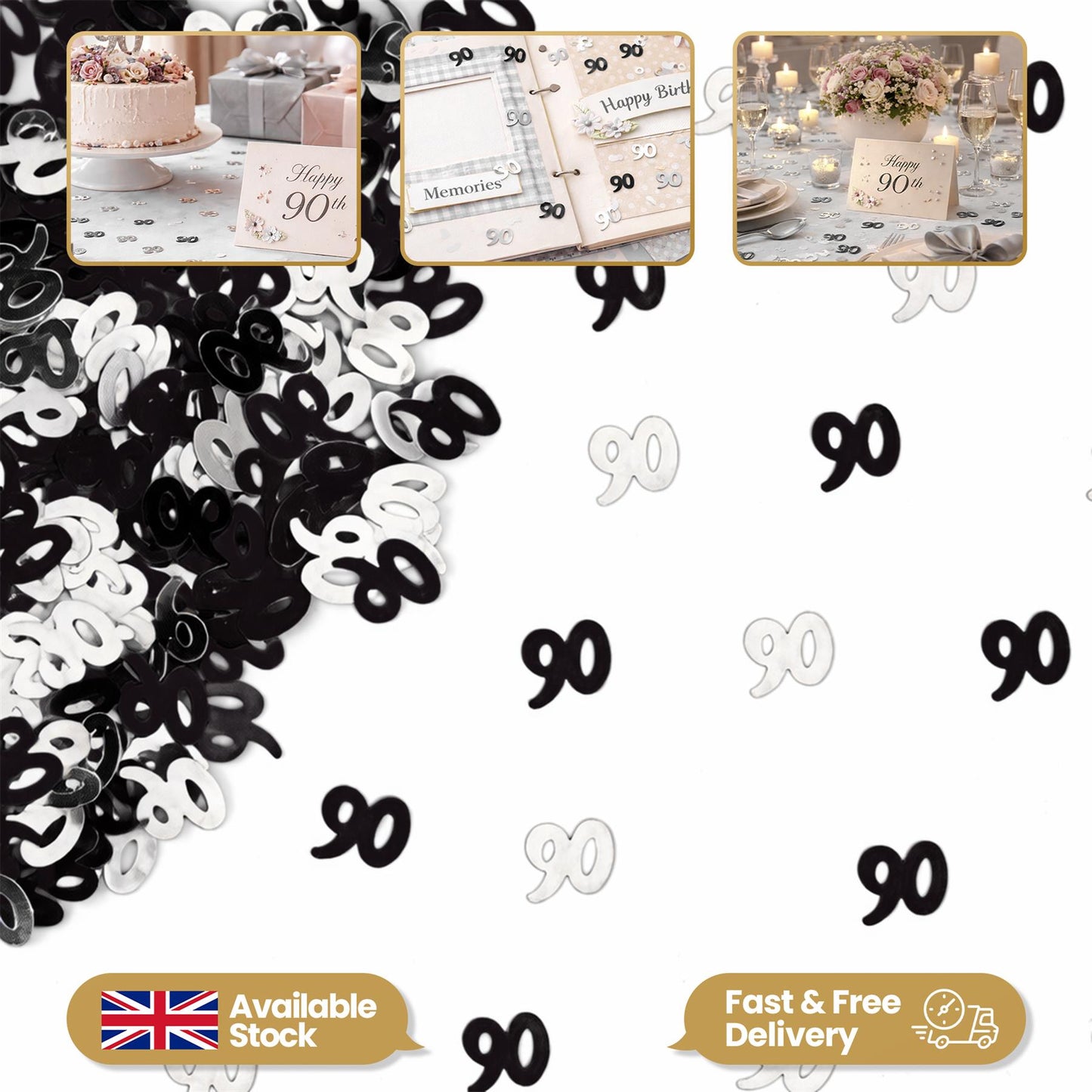 90th Confetti Black & Silver 14G 4PK