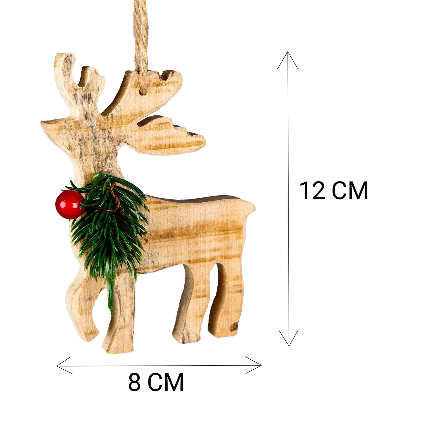 Wooden Reindeer Ornament (12x8x1.5cm)