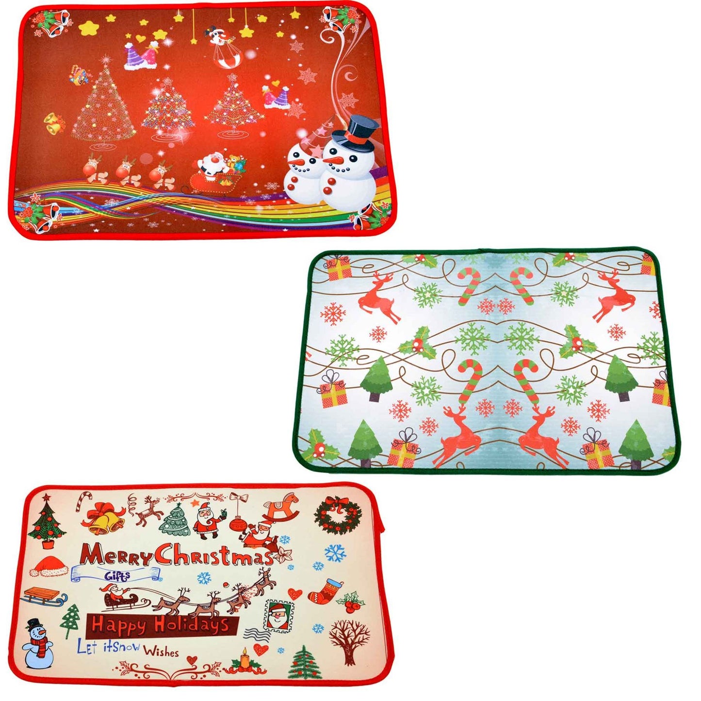 6 Pcs Christmas Door Mats - Assorted Santa Xmas Floor Rugs