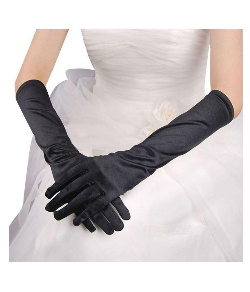 Women's Black Elbow Length Gloves (55cm)