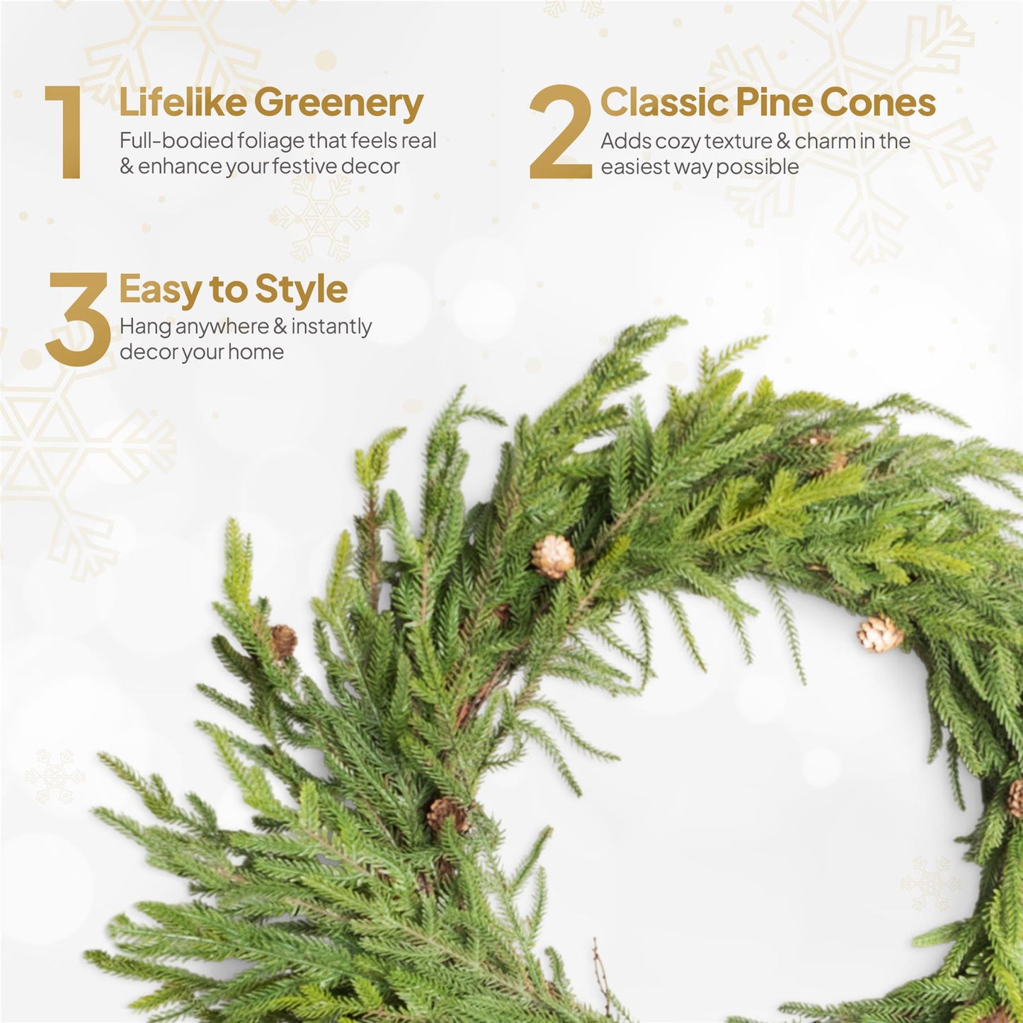 60CM ARAUCARIA WITH MINI PINE CONES WREATH
